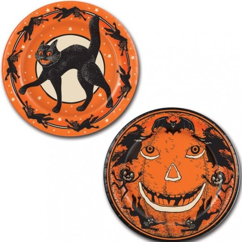 Vintage Halloween 9 Inch Paper Plates 8 Pack Halloween Tableware Decorations