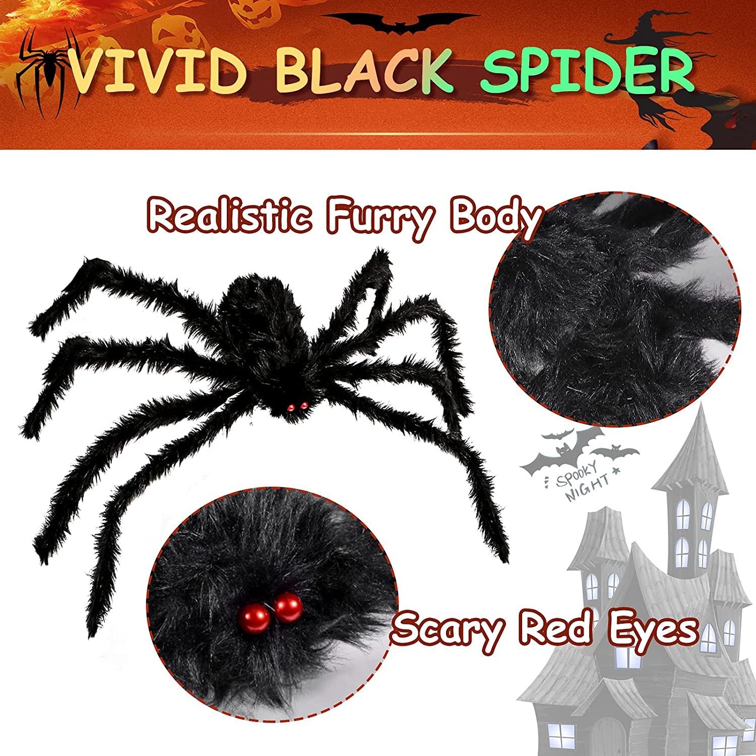 6 FOOT TALL SPIDER!! Halloween Decoration. 